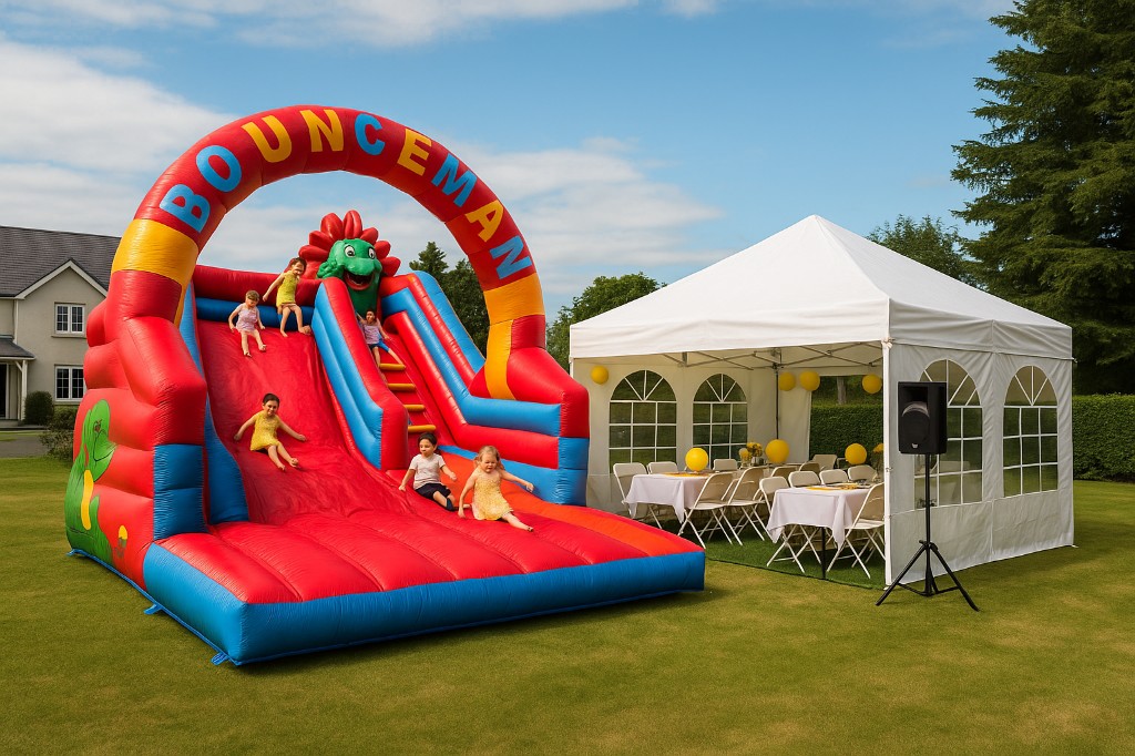 Party setup with marquee