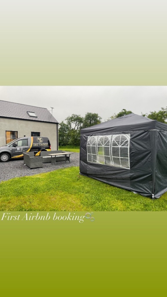 Rent-A-Tub van and gazebo hot tub setup at a customer home