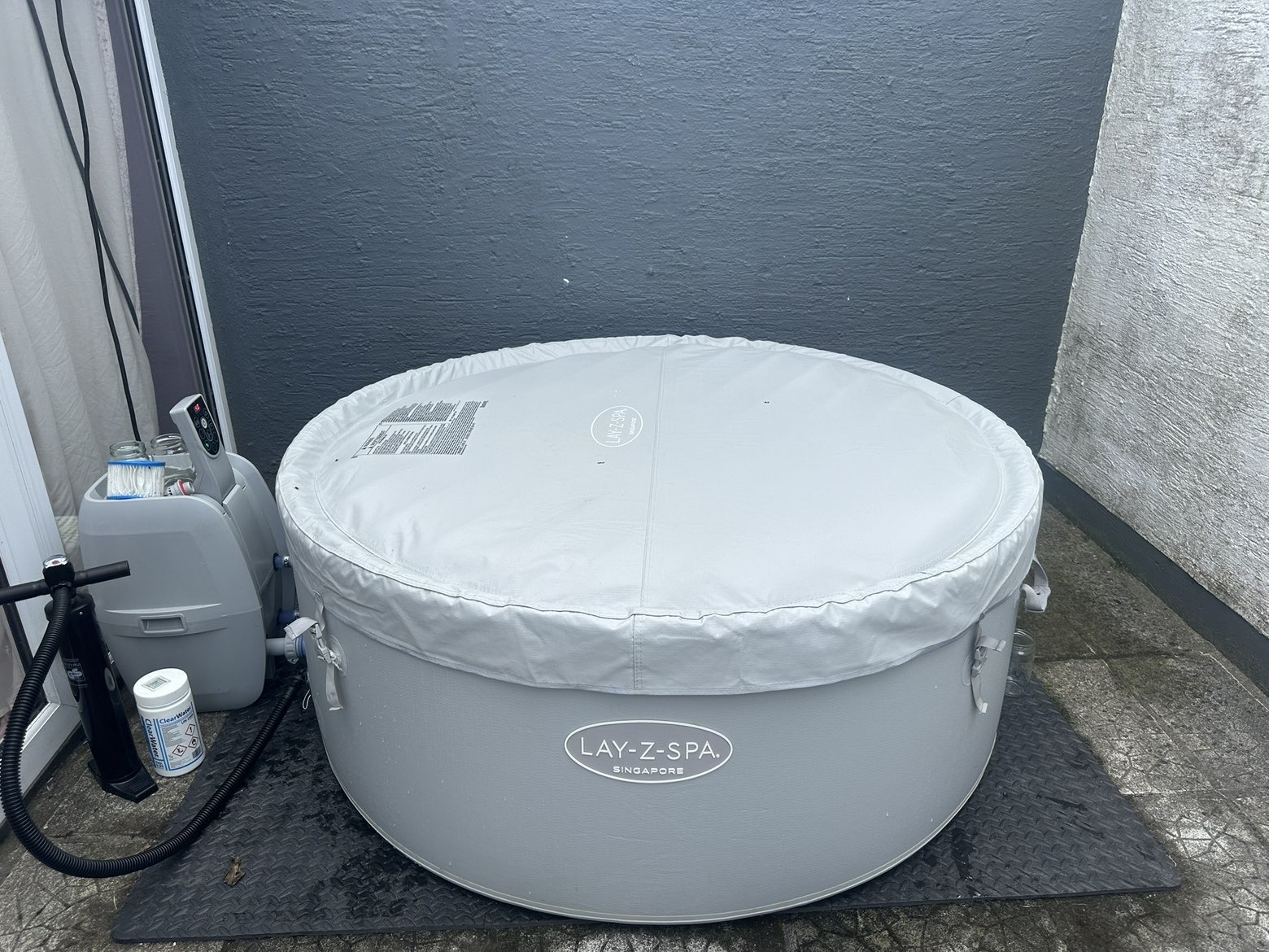 Premium hot tub — clean setup with LED lighting